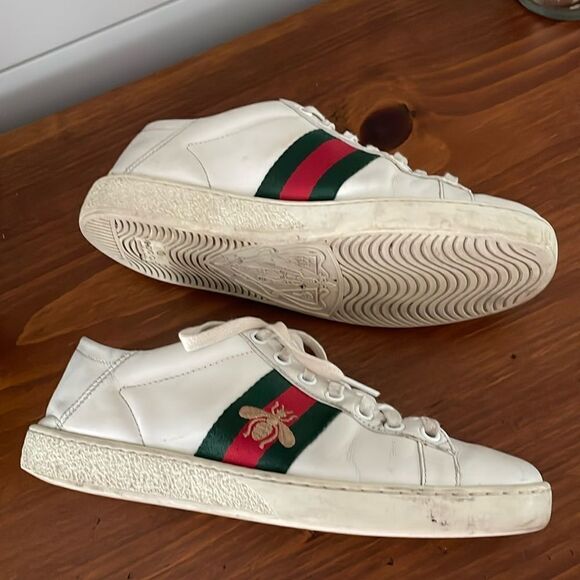 Gucci White Ace Leather Sneakers - Picture 5 of 8